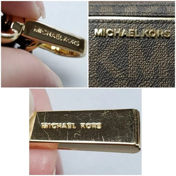 NWOT Michael Kors Brown & Gold Jet Set Pebbled Coated Zip Wristlet Wallet - Picture 6 of 6